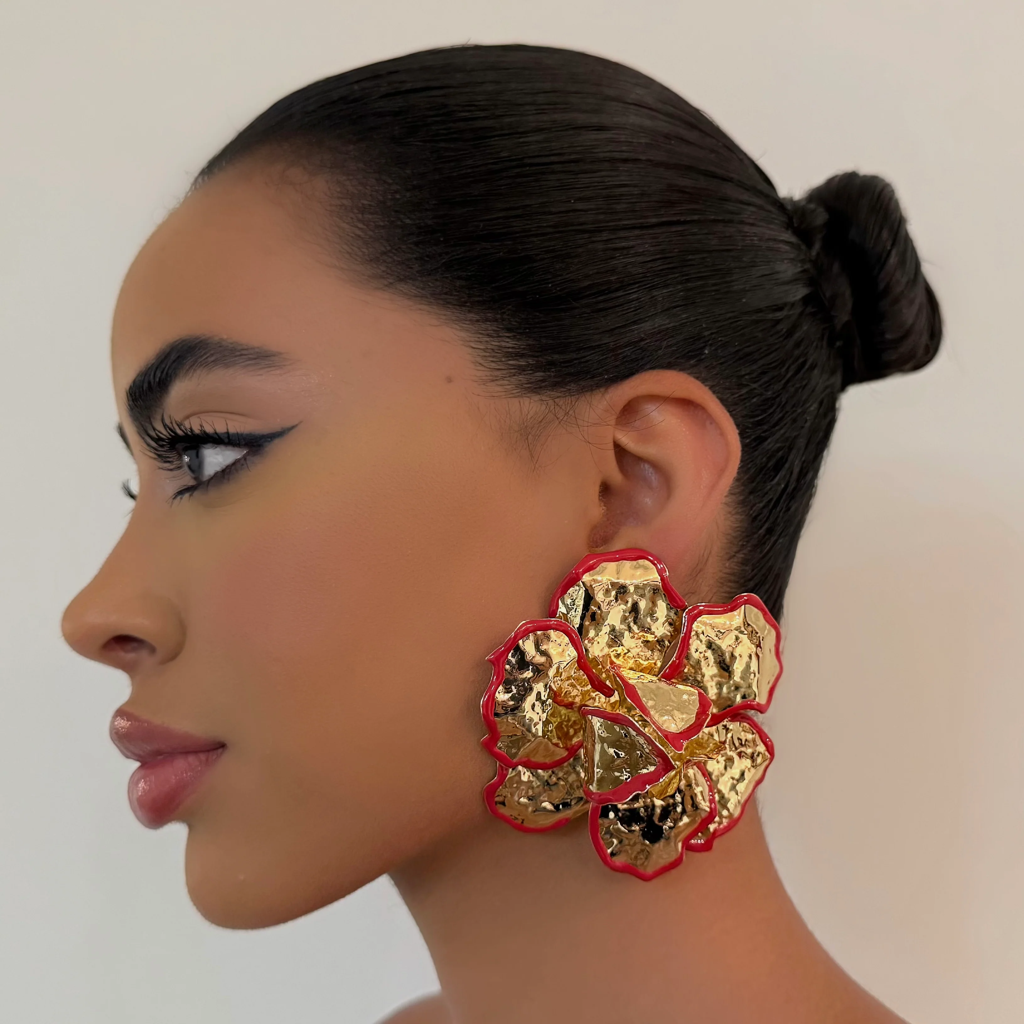 The Red Outline Floral Earrings
