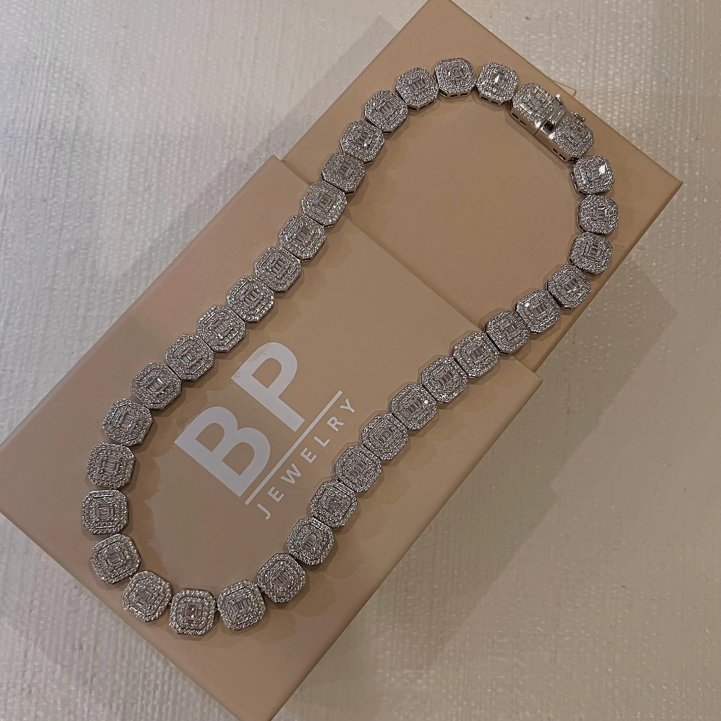 The Silver Baguette Square Tennis Chain