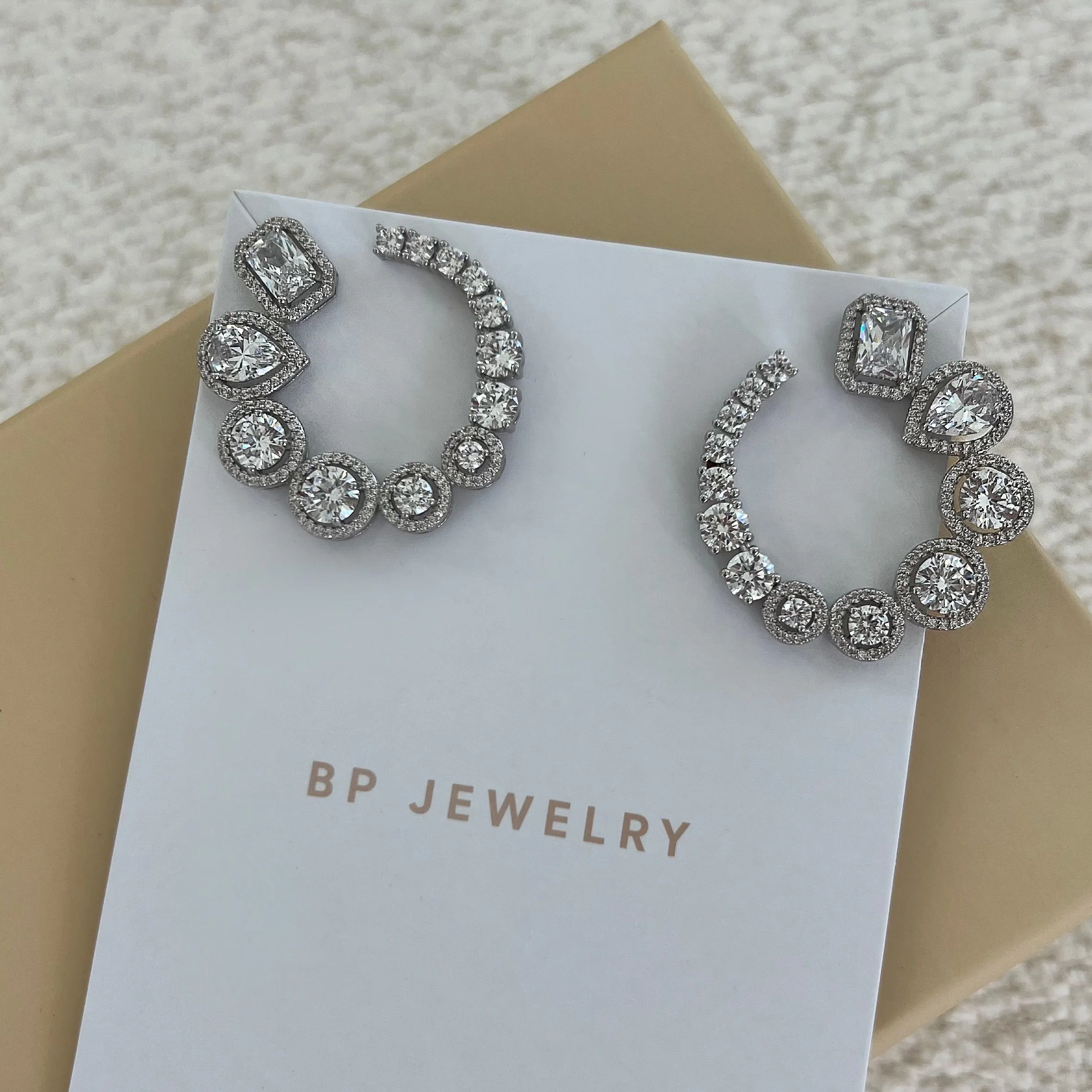 The Silver Crystal Loops Earrings - Image 2