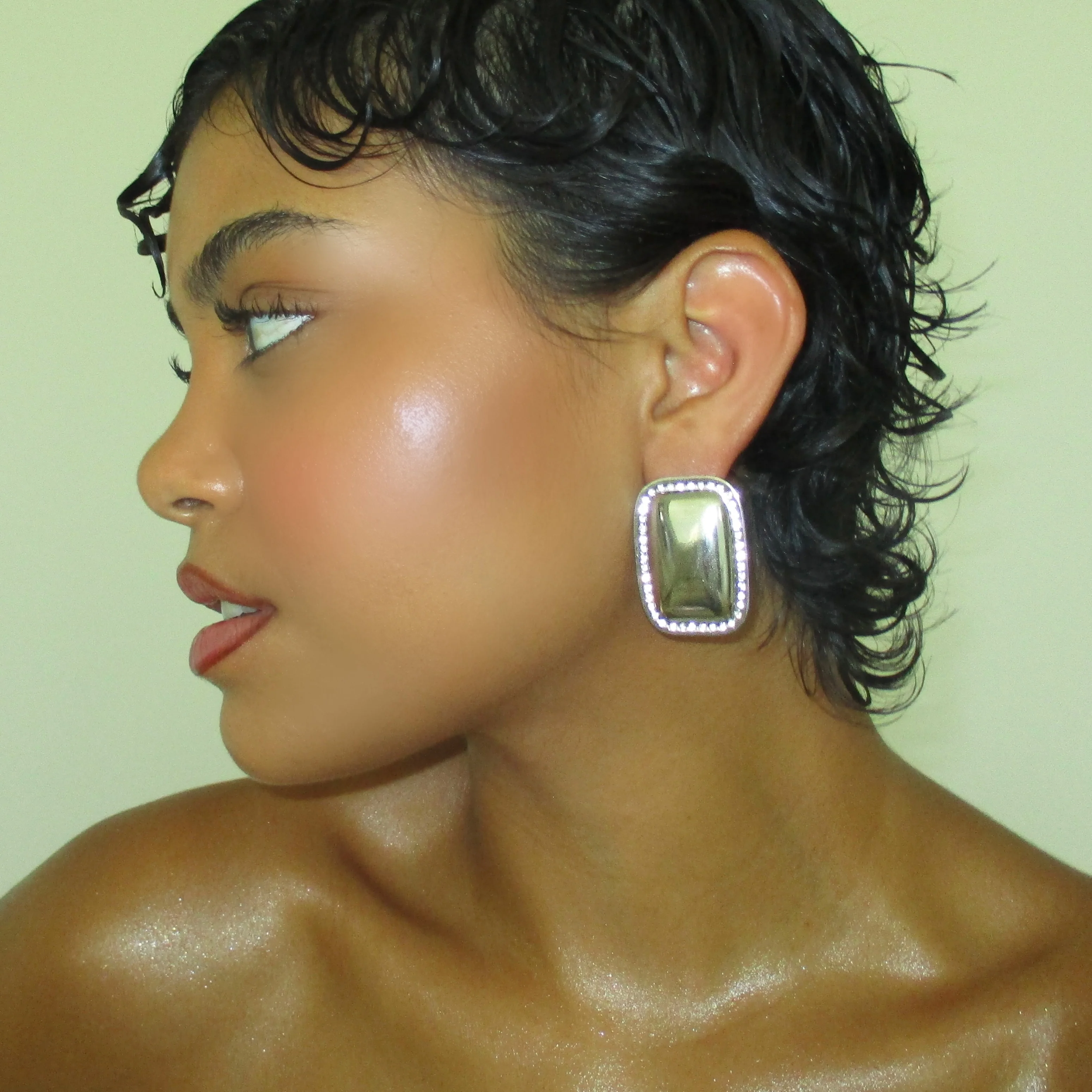 The Silver Crystal Square Earrings