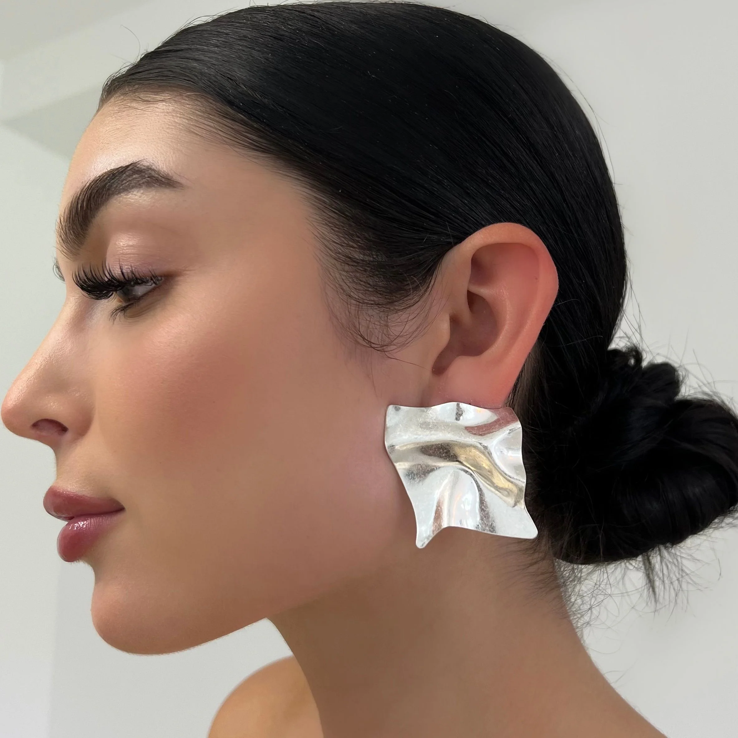 The Silver Folded Paper Earrings