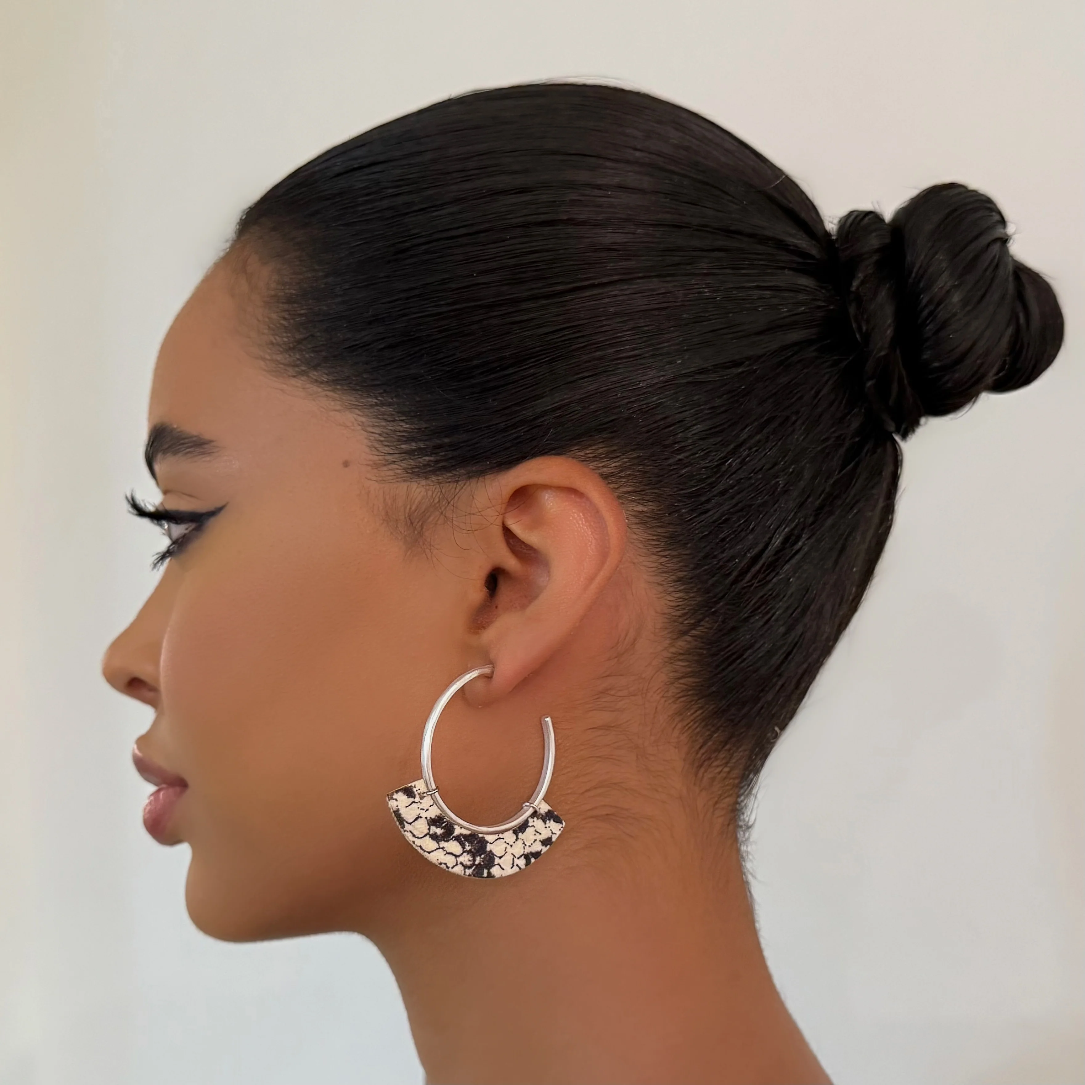 The Silver Leather Hoop
