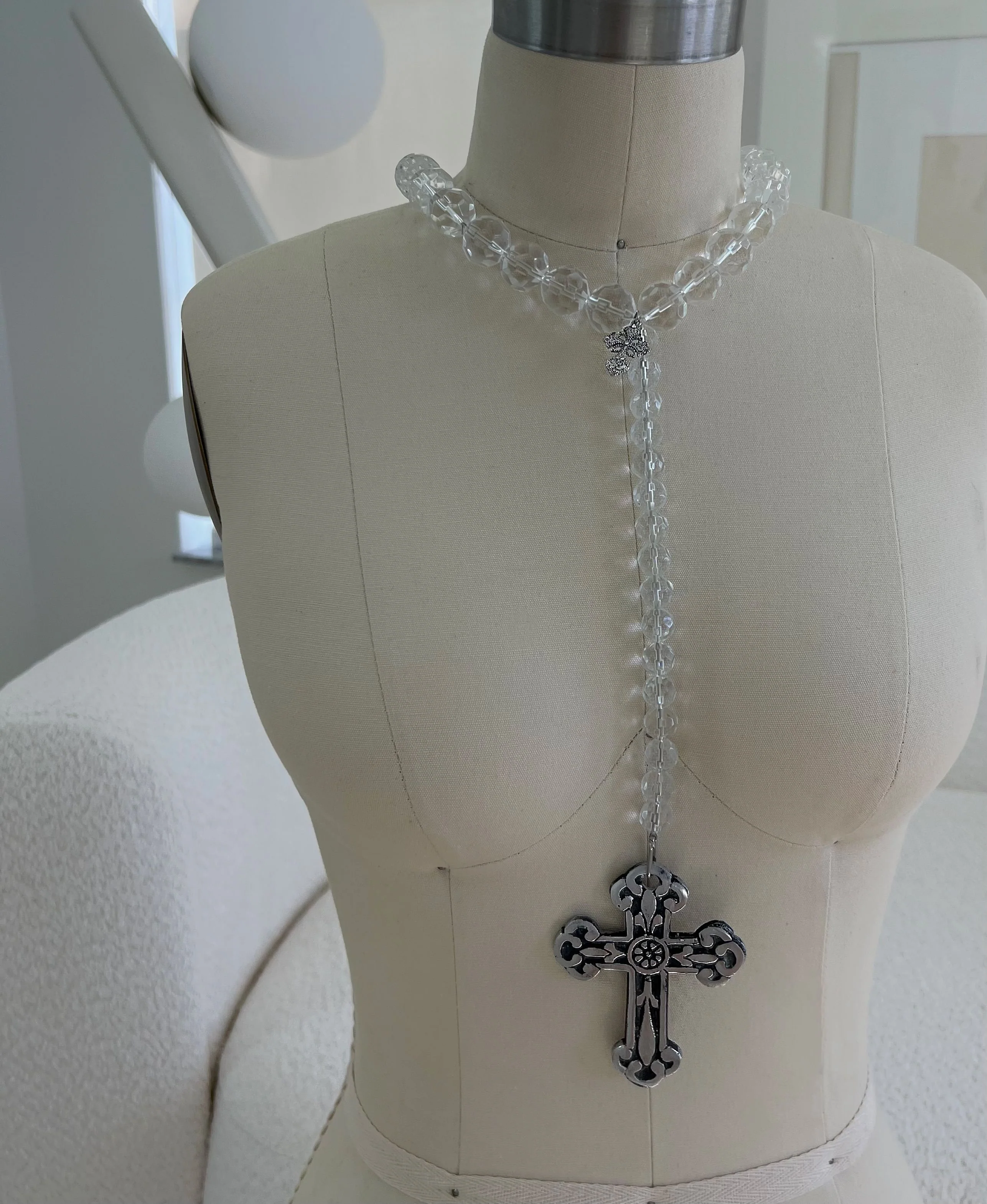 The Statement Handmade Clear Rosary - Image 2