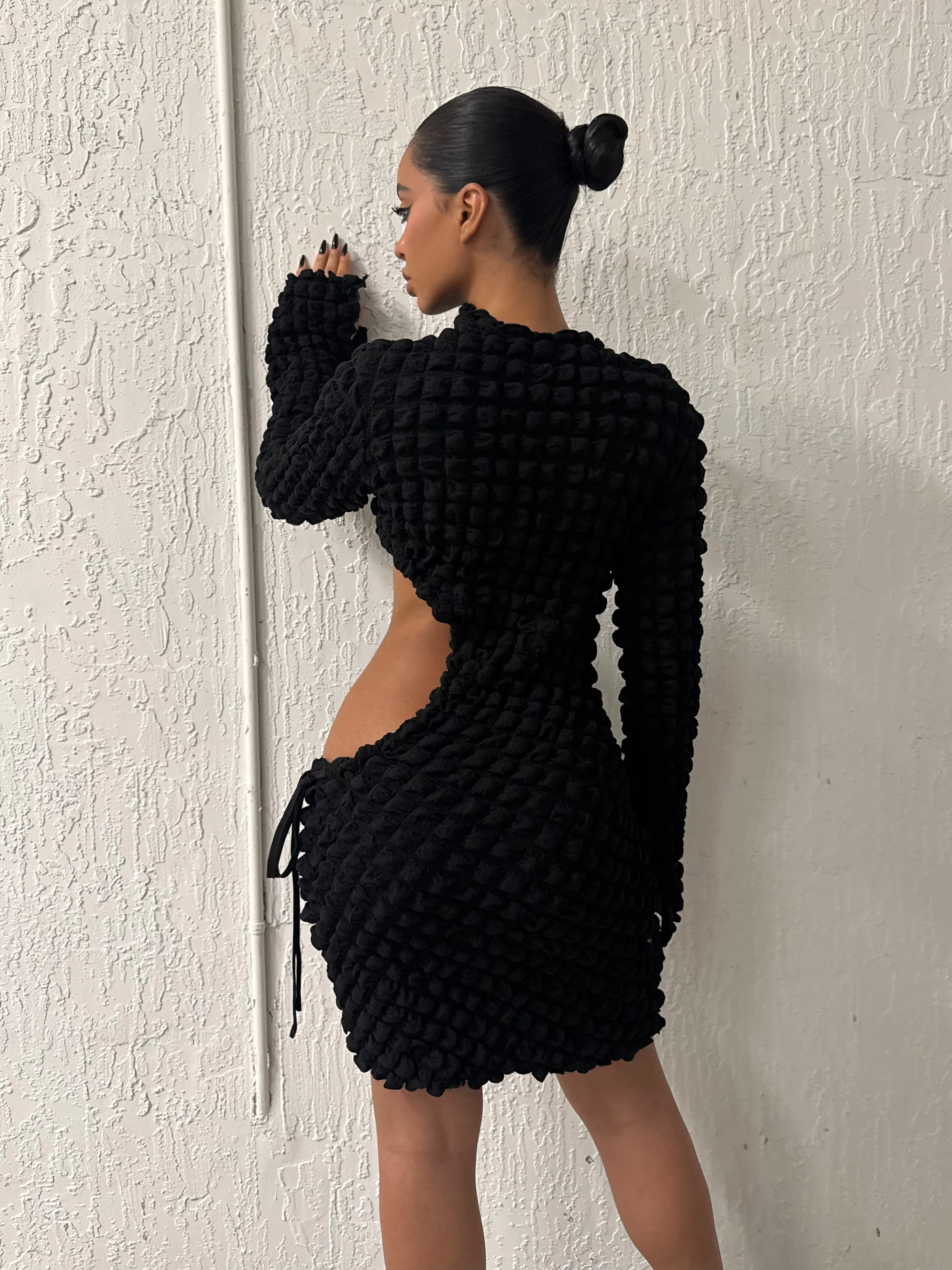 The Textured Black Dress - Image 2