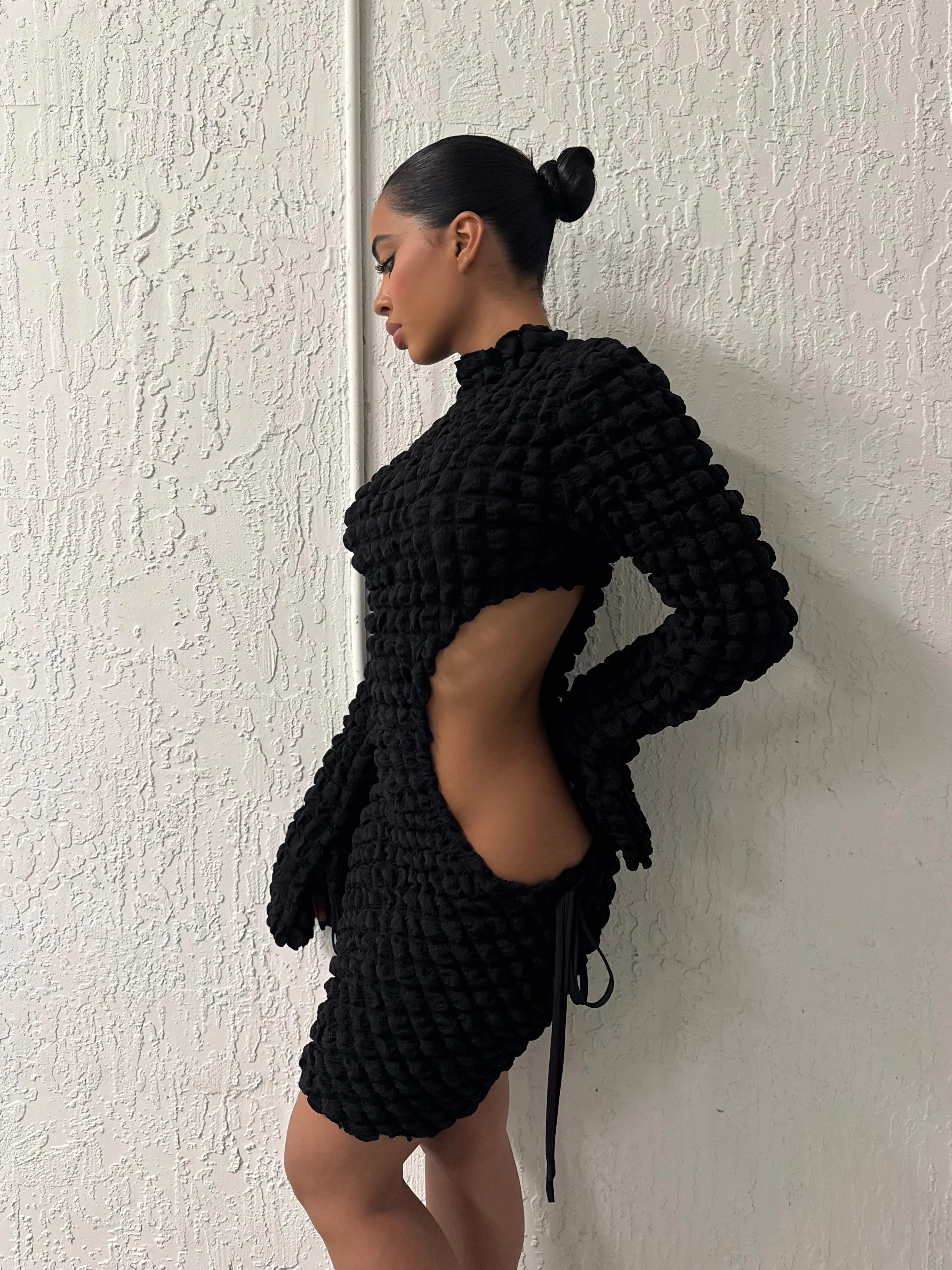 The Textured Black Dress - Image 3