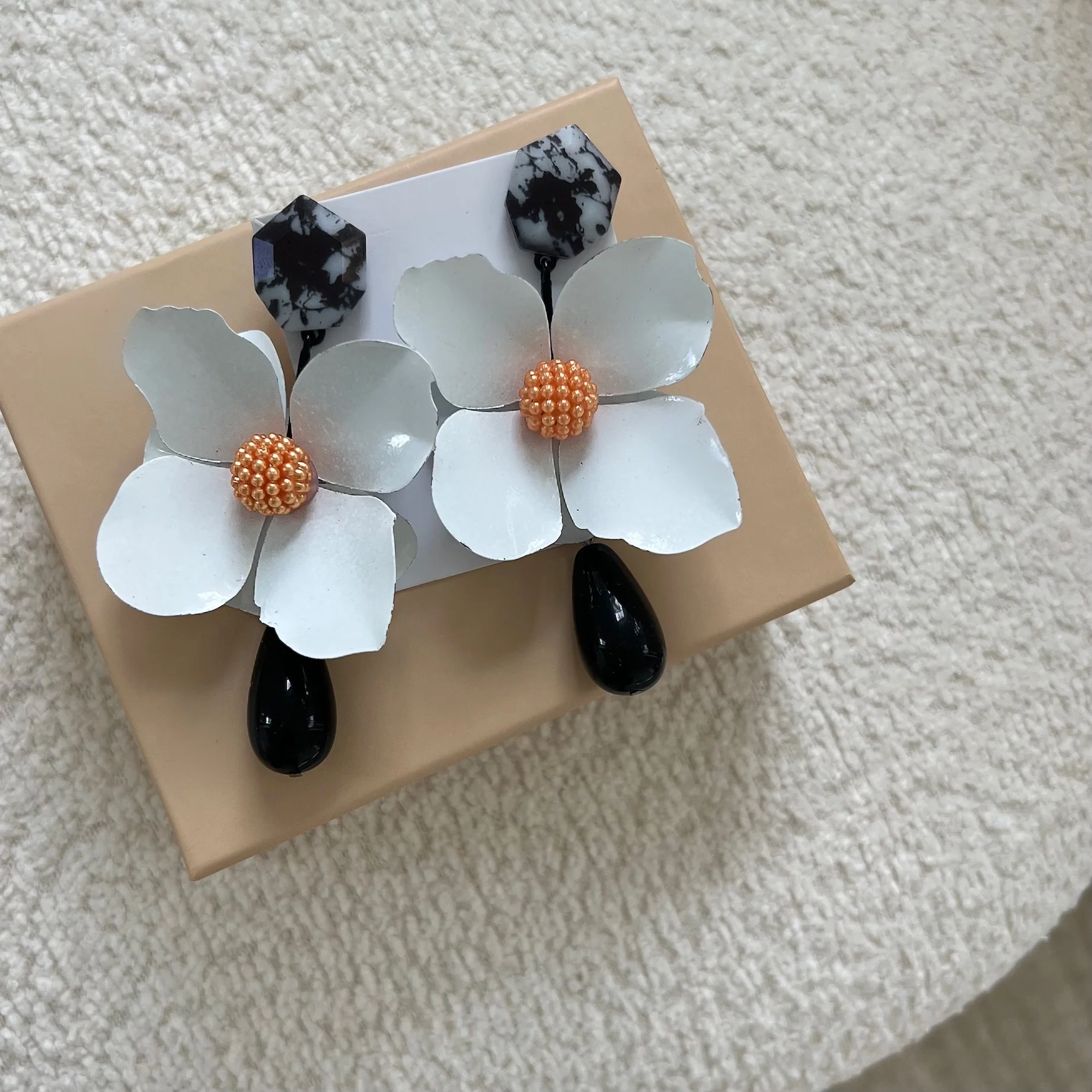 The White Floral Earrings