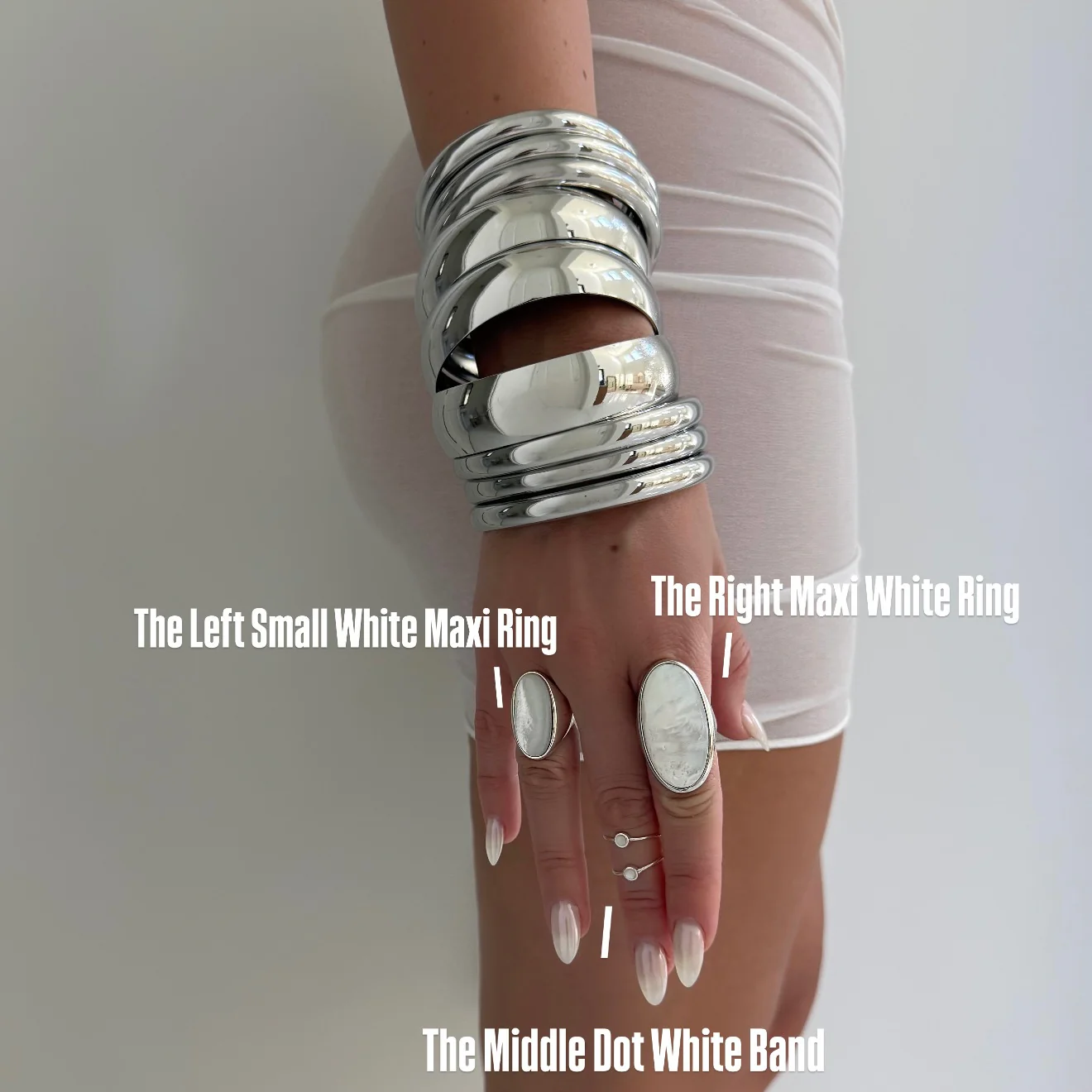 The White Authentic Stone Maxi Rings - Image 2