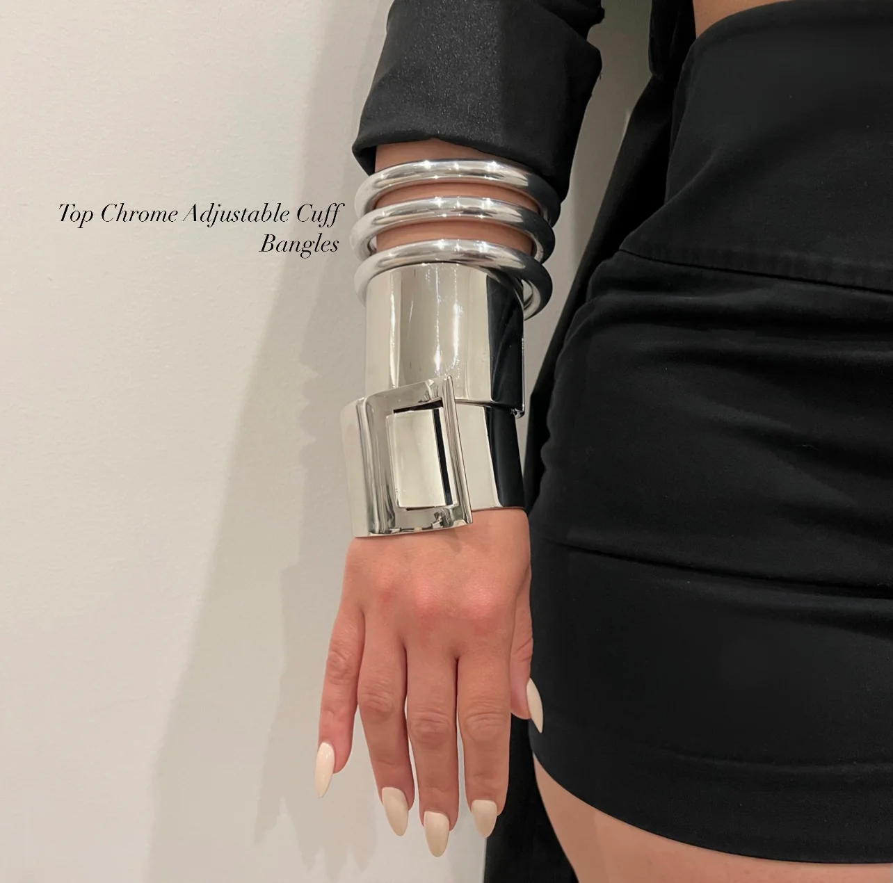 Top Chrome Adjustable Cuff Bangles - Image 2