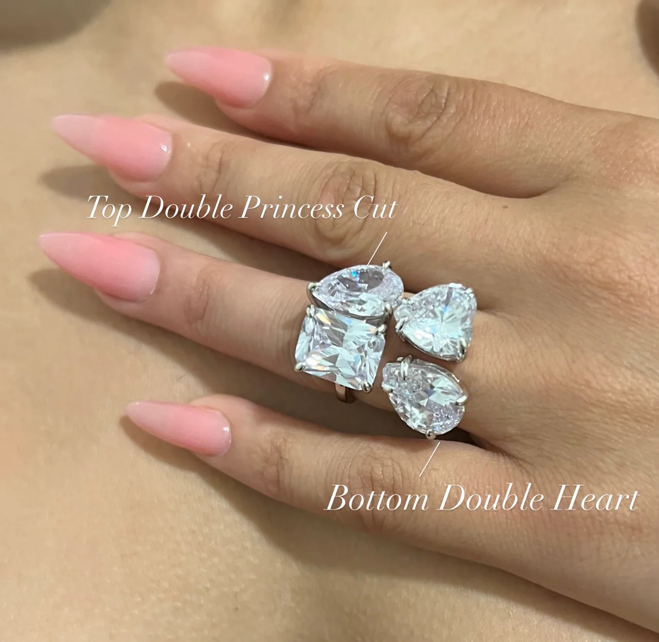 Top Double Princess Cut Ring - Image 2