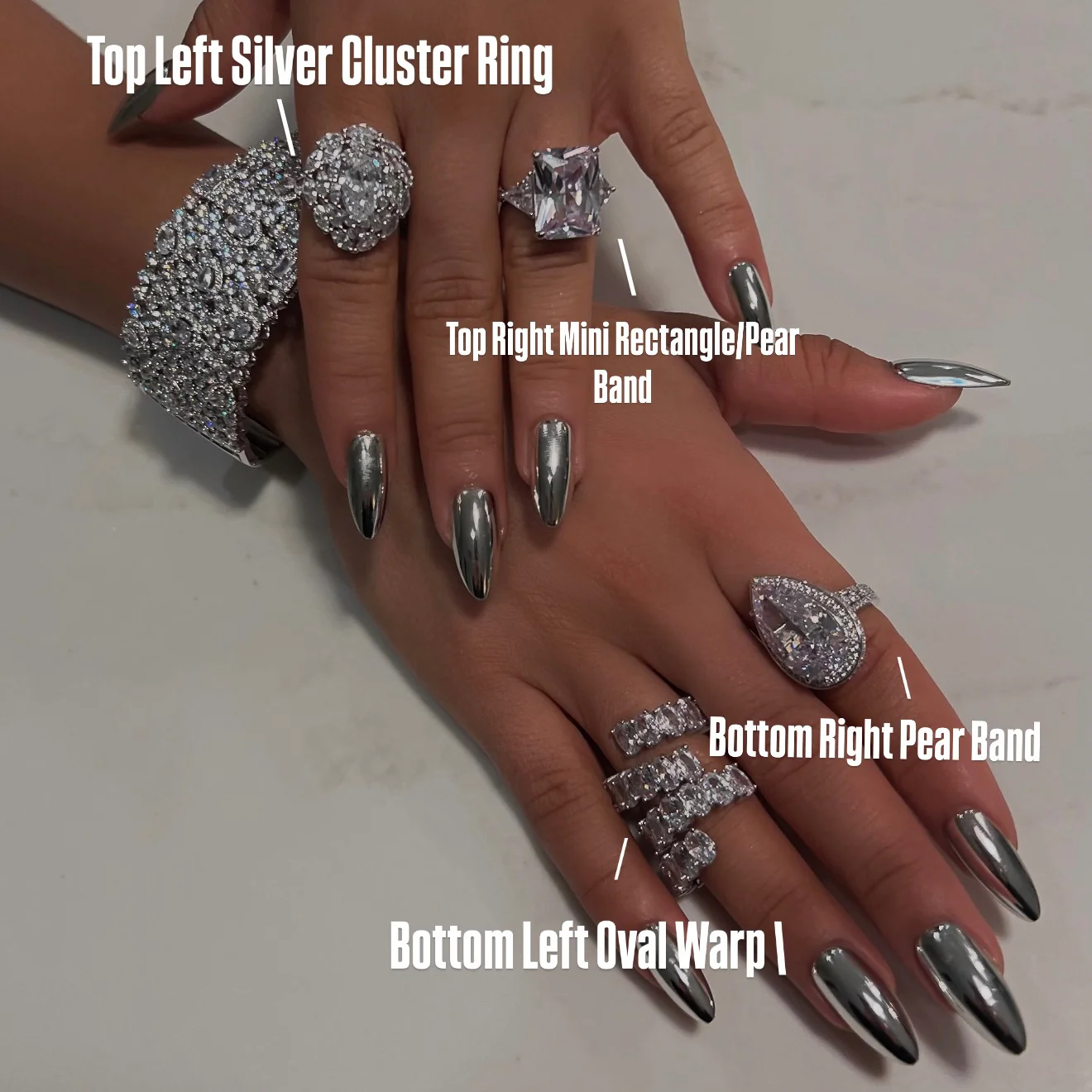 Top Left Silver Cluster Ring - Image 2