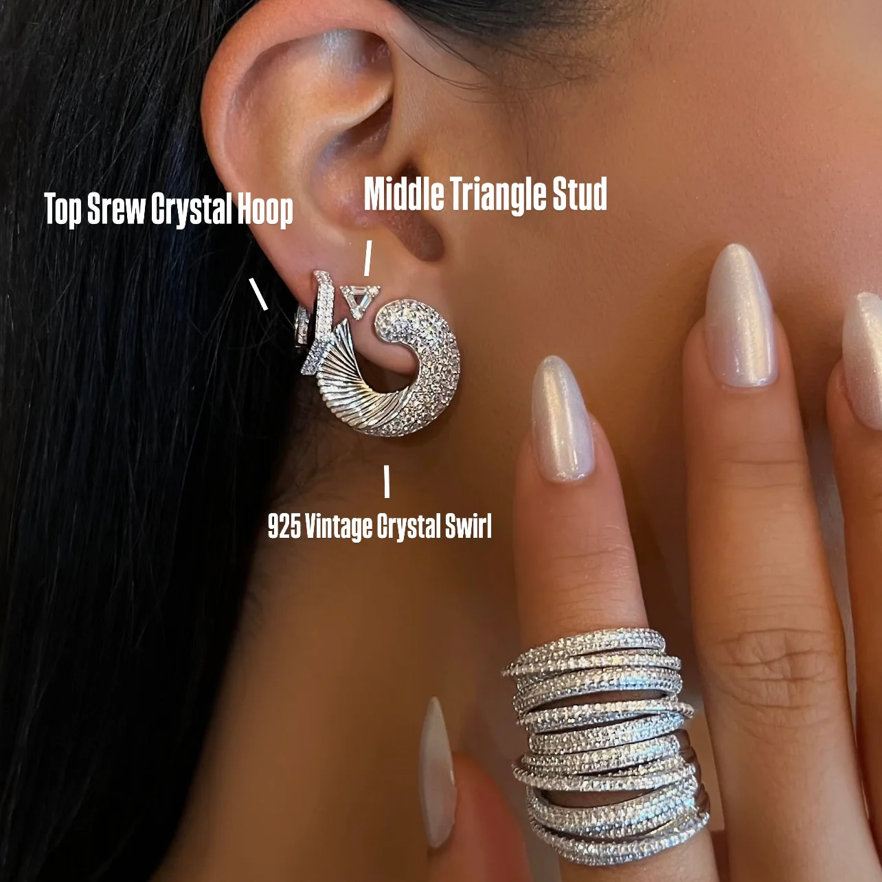 Top Screw Crystal Hoop - Image 2