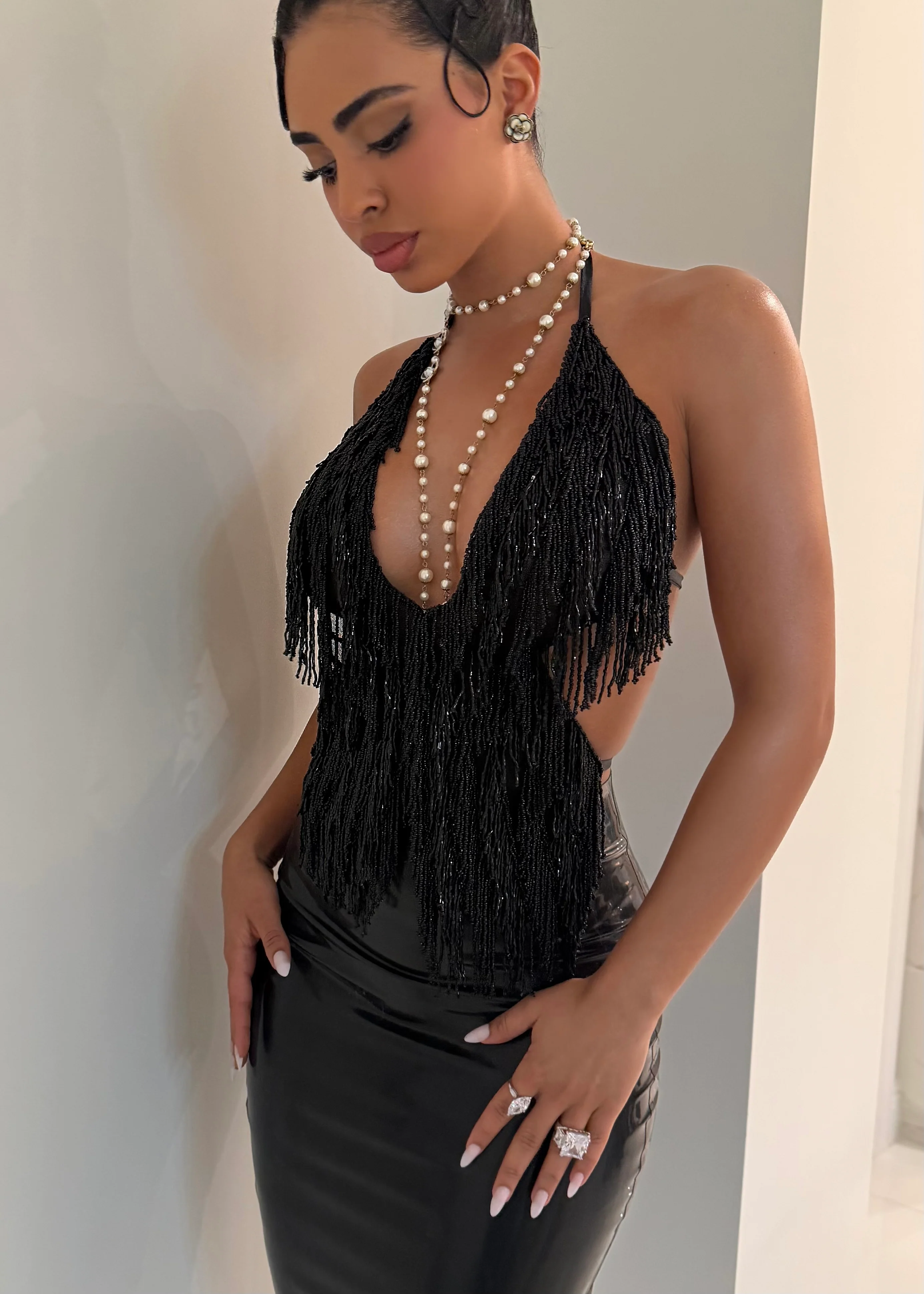 The Handmade Black Beaded Top - Image 2