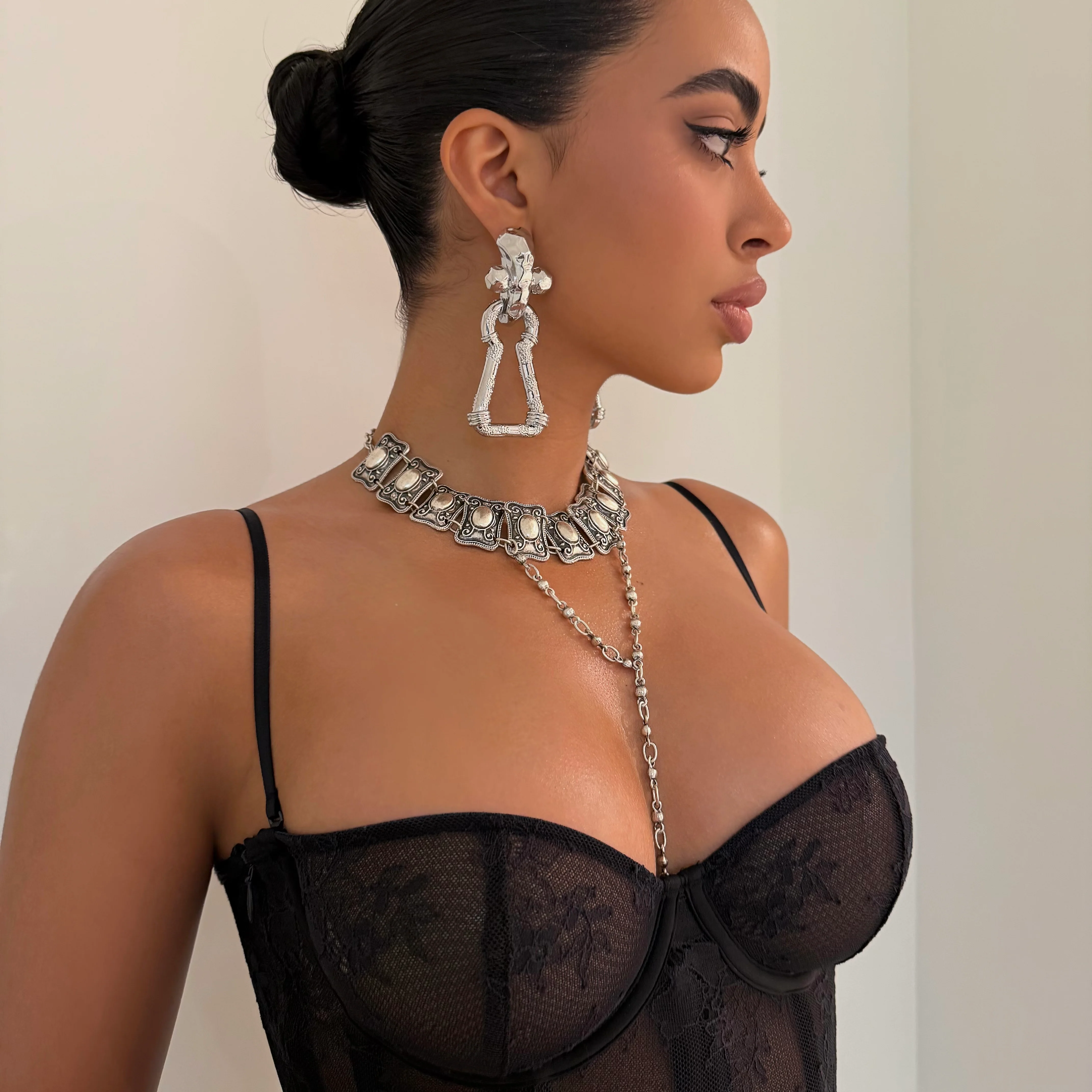 Vintage Chrome Necklace Set
