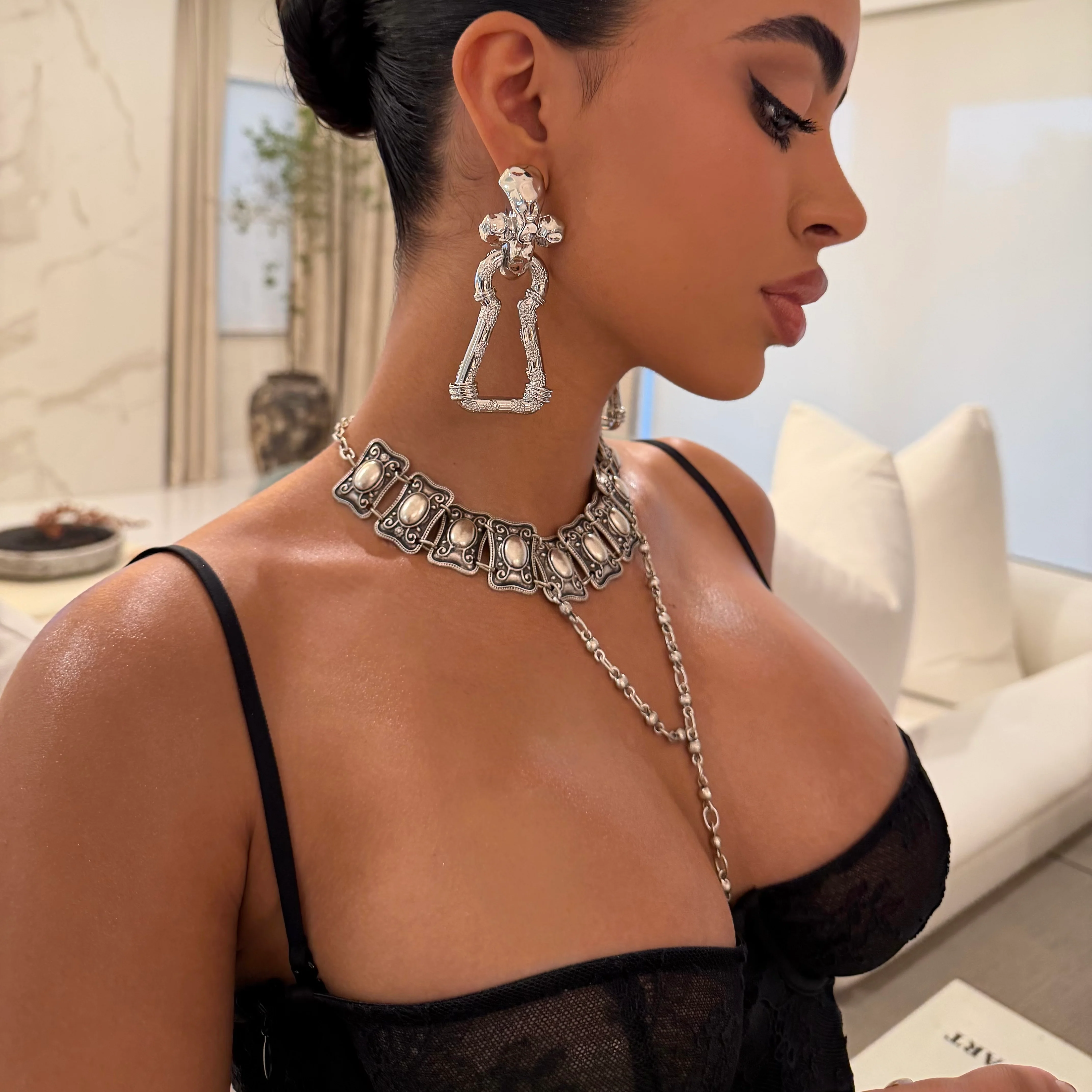 Vintage Chrome Necklace Set - Image 2