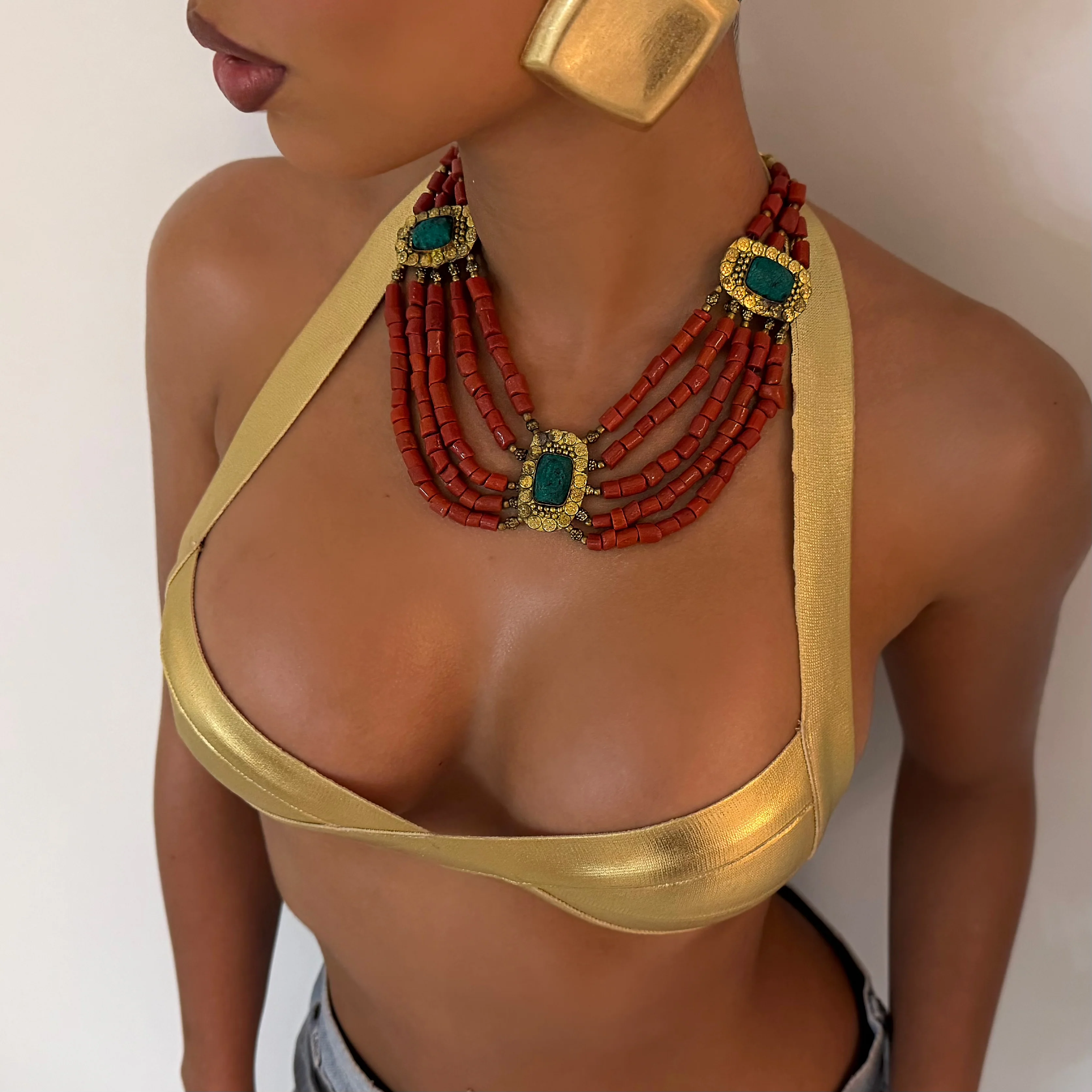 Vintage Maroon Jasmine Choker